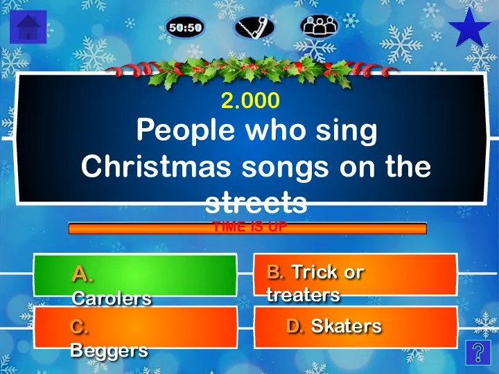 People who sing Christmas songs on the streets D. Skaters
