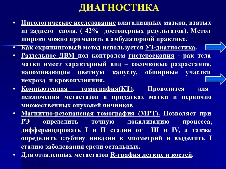 Цитологическое исследование влагалищных мазков, взятых из заднего свода. ( 42%