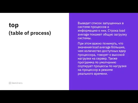 Выведет список запущенных в системе процессов и информацию о них.