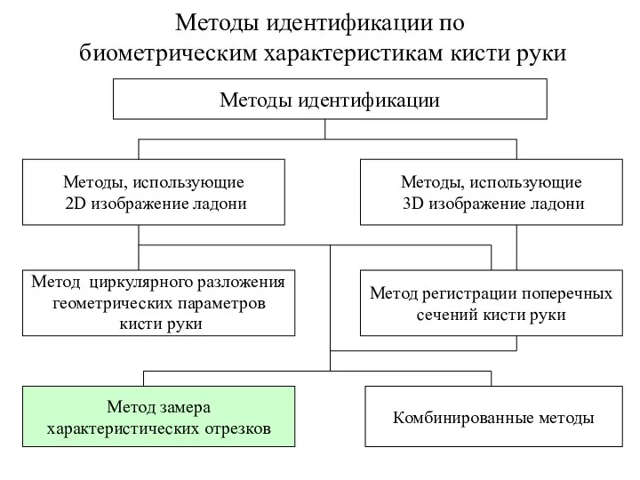 Методы идентификации Методы, использующие 2D изображение ладони Метод циркулярного разложения