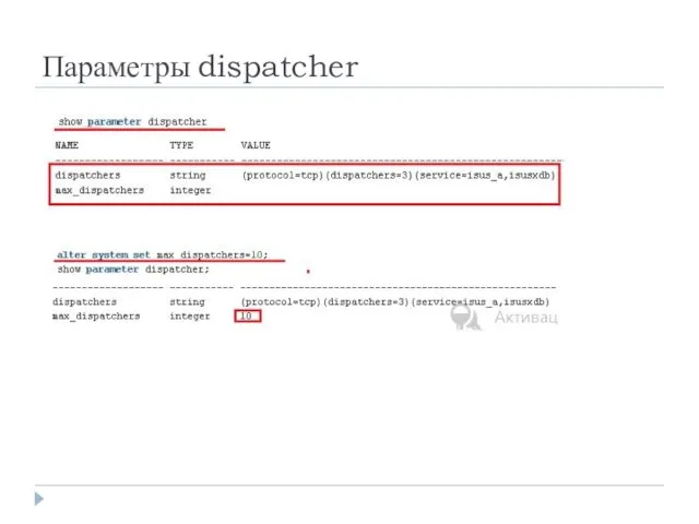 Параметры dispatcher