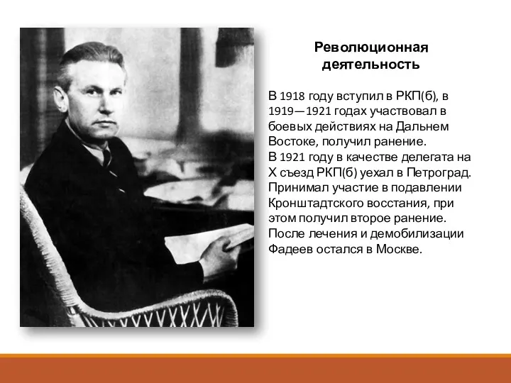 Революционная деятельность В 1918 году вступил в РКП(б), в 1919—1921 годах участвовал в