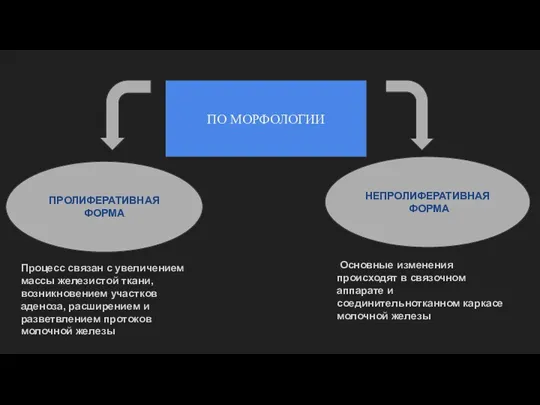 ПО МОРФОЛОГИИ ПРОЛИФЕРАТИВНАЯ ФОРМА НЕПРОЛИФЕРАТИВНАЯ ФОРМА Процесс связан с увеличением