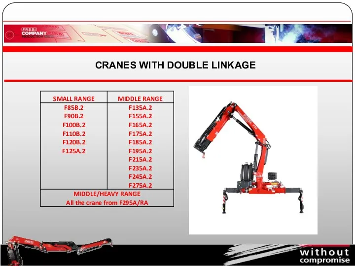 CRANES WITH DOUBLE LINKAGE