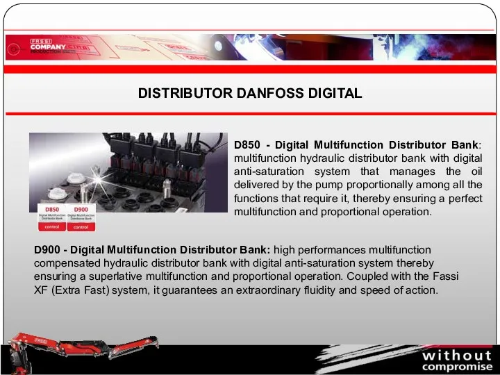 D850 - Digital Multifunction Distributor Bank: multifunction hydraulic distributor bank