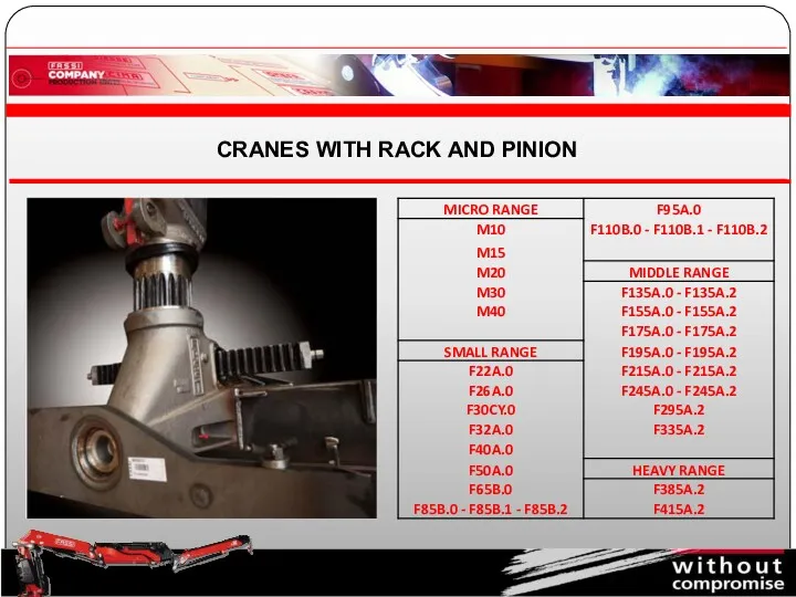 CRANES WITH RACK AND PINION