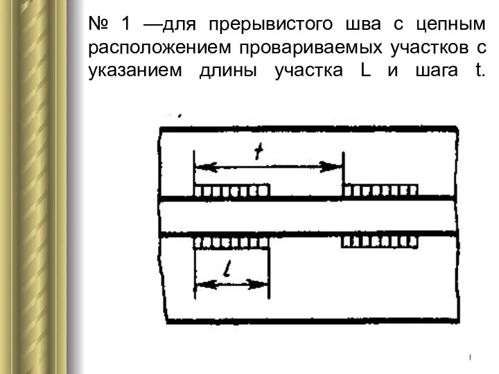 № 1 —для прерывистого шва с цепным расположением провариваемых участков