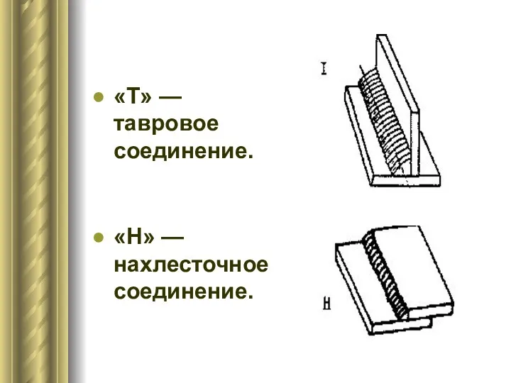 «Т» — тавровое соединение. «Н» — нахлесточное соединение.