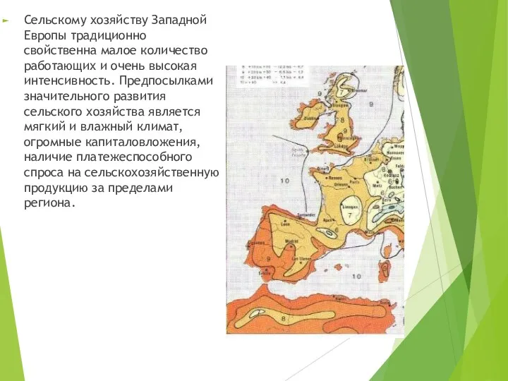 Сельскому хозяйству Западной Европы традиционно свойственна малое количество работающих и