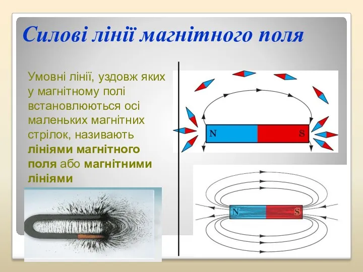 Силові лінії магнітного поля Умовні лінії, уздовж яких у магнітному