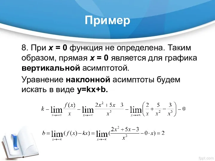 Пример 8. При х = 0 функция не определена. Таким