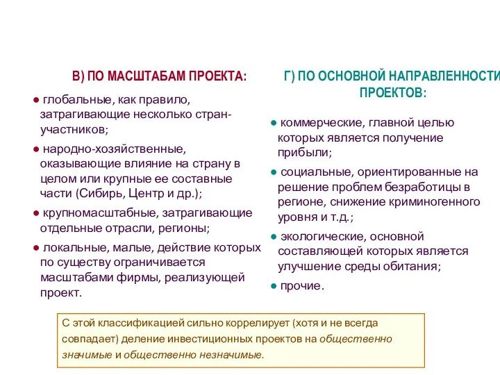  В.Н. Лившиц В) ПО МАСШТАБАМ ПРОЕКТА: глобальные, как правило,