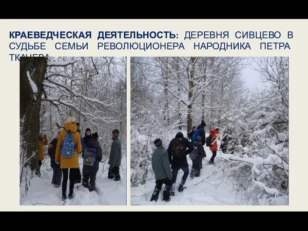 КРАЕВЕДЧЕСКАЯ ДЕЯТЕЛЬНОСТЬ: ДЕРЕВНЯ СИВЦЕВО В СУДЬБЕ СЕМЬИ РЕВОЛЮЦИОНЕРА НАРОДНИКА ПЕТРА ТКАЧЕВА