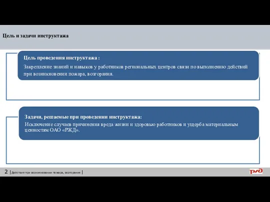 5С |Действия при возникновении пожара, возгорания | Цель и задачи инструктажа