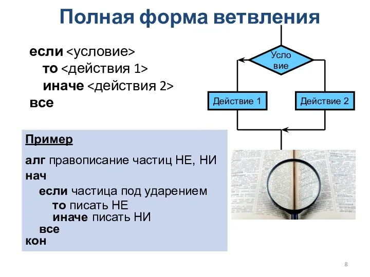 Полная форма ветвления если то иначе все