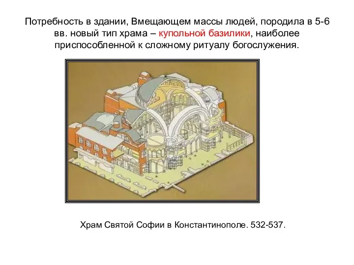 Потребность в здании, Вмещающем массы людей, породила в 5-6 вв.