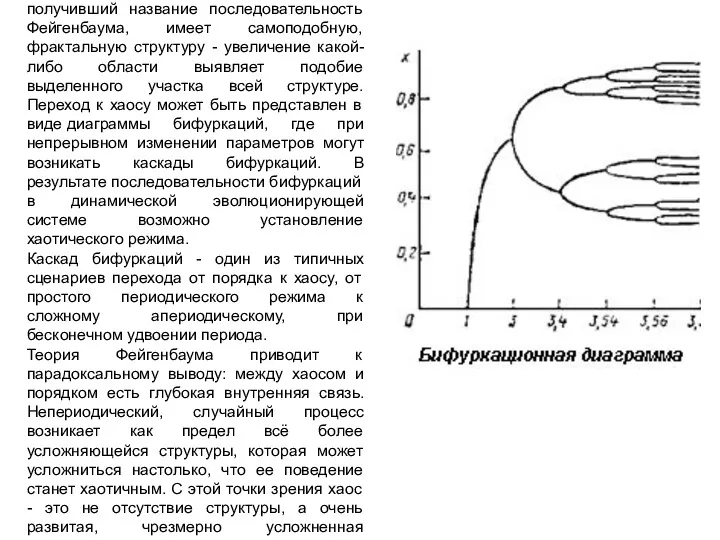 Необычайно простой путь к хаосу, получивший название последовательность Фейгенбаума, имеет