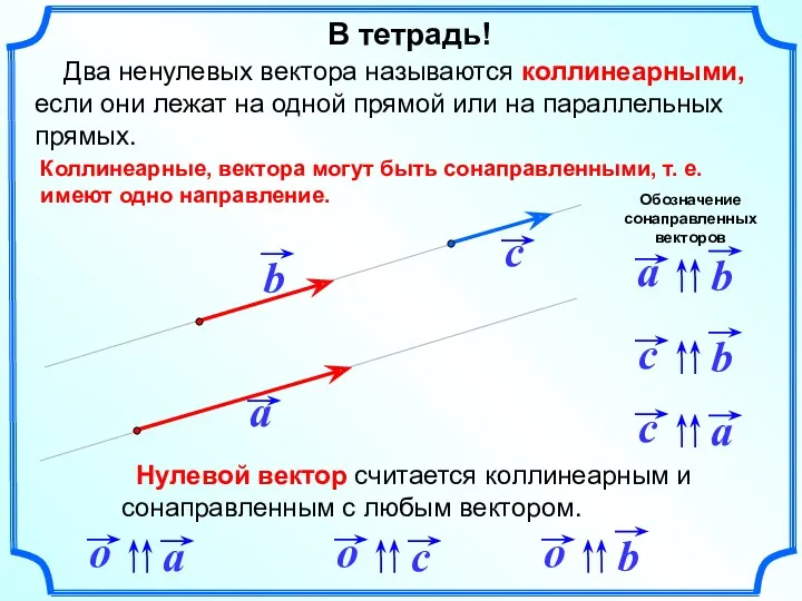 Два ненулевых вектора называются коллинеарными, если они лежат на одной