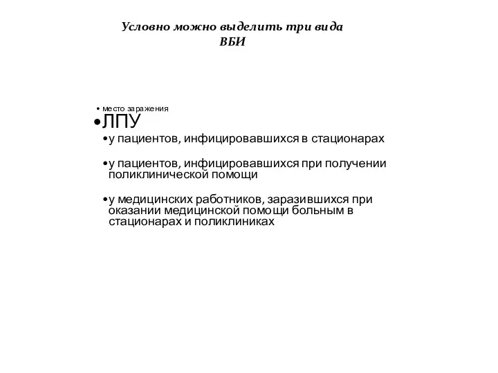 место заражения ЛПУ у пациентов, инфицировавшихся в стационарах у пациентов,