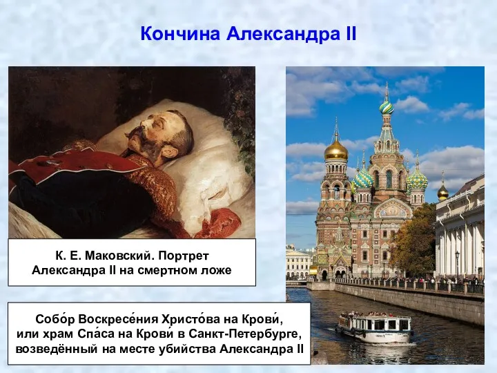Кончина Александра II К. Е. Маковский. Портрет Александра II на