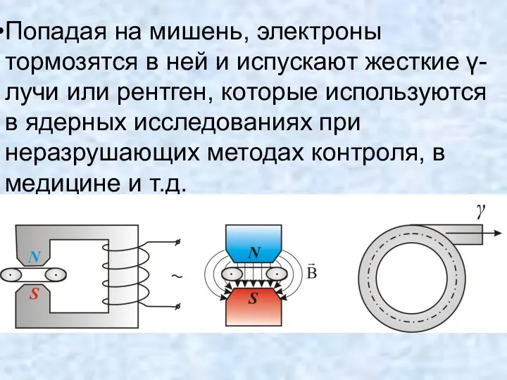 Попадая на мишень, электроны тормозятся в ней и испускают жесткие