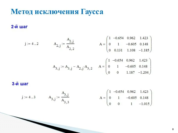 Метод исключения Гаусса