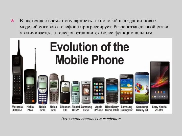 В настоящее время популярность технологий в создании новых моделей сотового