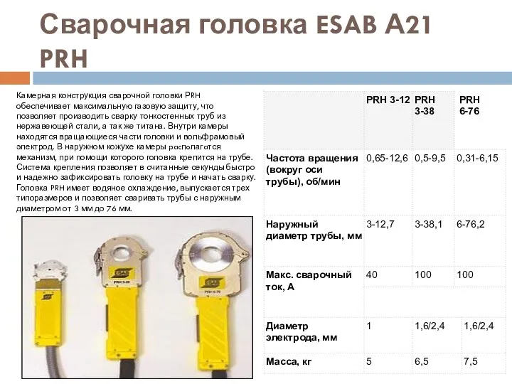 Сварочная головка ESAB А21 PRH Камерная конструкция сварочной головки РRH