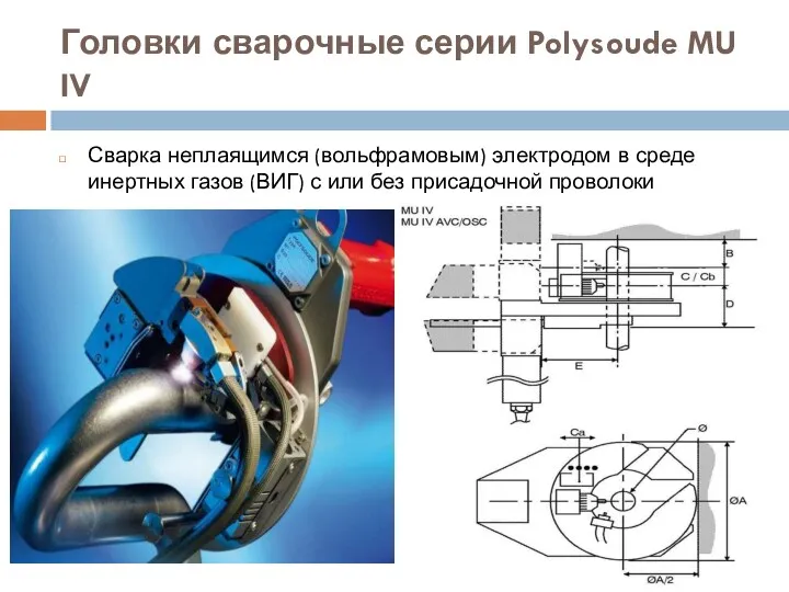 Головки сварочные серии Polysoude MU IV Сварка неплаящимся (вольфрамовым) электродом