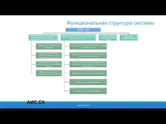 НИИГИПК МЗ РУ Функциональная структура системы АИС СК