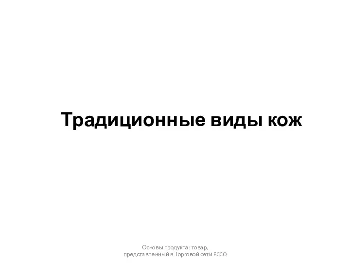 Традиционные виды кож Основы продукта: товар, представленный в Торговой сети ECCO