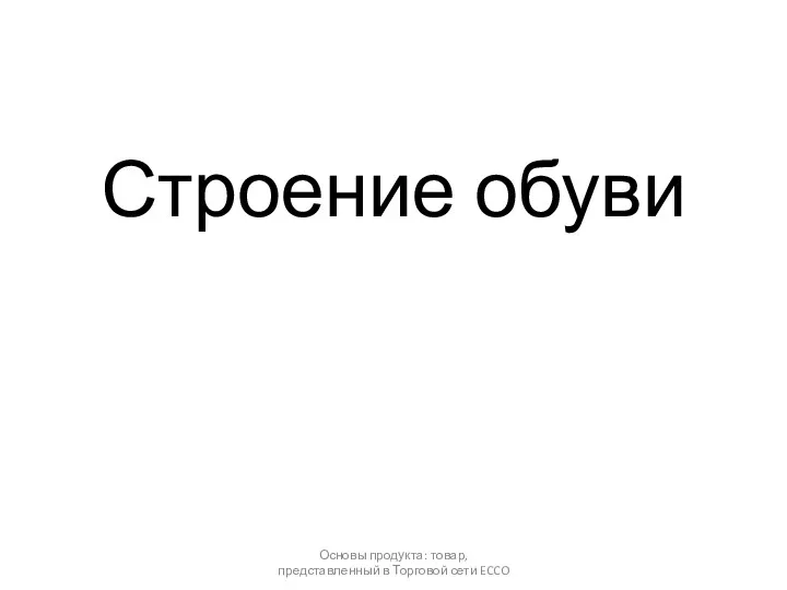 Строение обуви Основы продукта: товар, представленный в Торговой сети ECCO