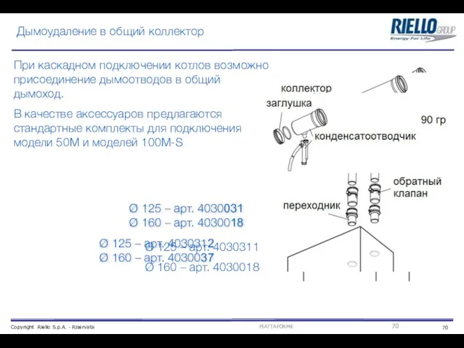 Дымоудаление в общий коллектор При каскадном подключении котлов возможно присоединение