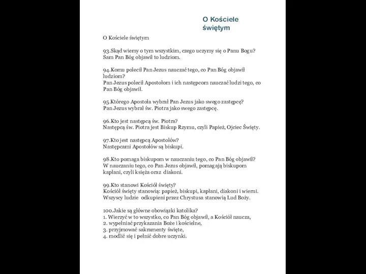 O Kościele świętym 93.Skąd wiemy o tym wszystkim, czego uczymy