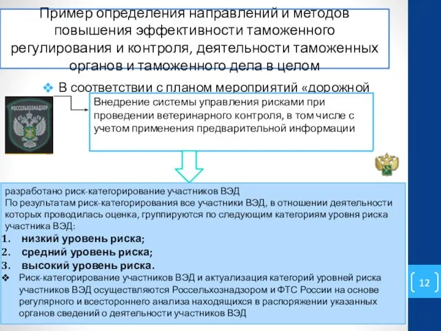 Пример определения направлений и методов повышения эффективности таможенного регулирования и