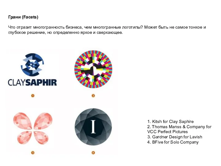 Грани (Facets) Что отразит многогранность бизнеса, чем многогранные логотипы? Может