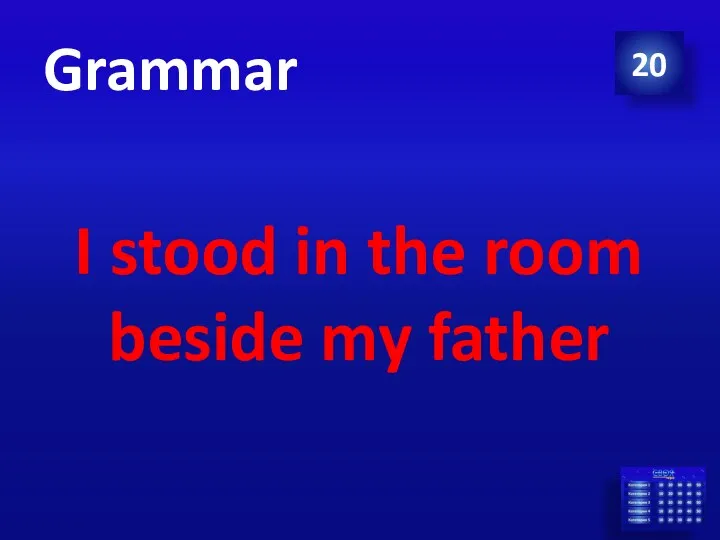 20 Grammar I stood in the room beside my father