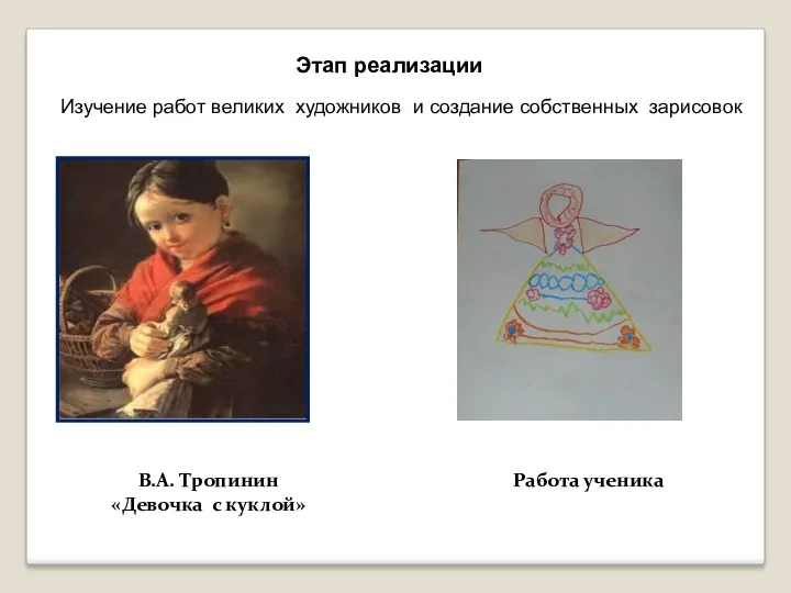 Изучение работ великих художников и создание собственных зарисовок В.А. Тропинин «Девочка с куклой»