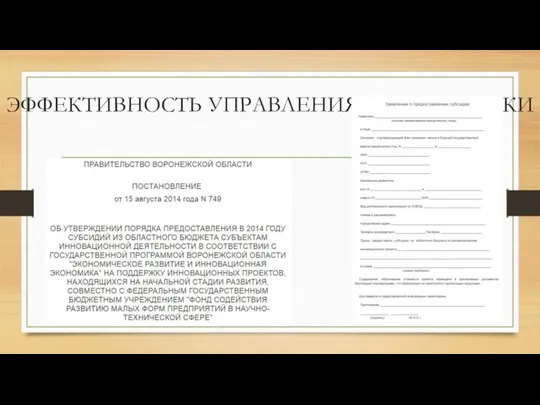 ЭФФЕКТИВНОСТЬ УПРАВЛЕНИЯ И ЭКОНОМИКИ