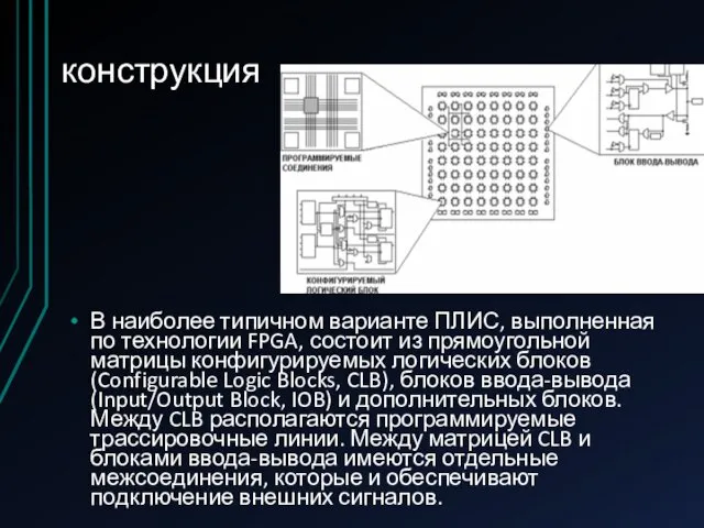 конструкция В наиболее типичном варианте ПЛИС, выполненная по технологии FPGA,