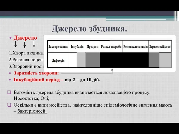 Джерело збудника. Джерело 1.Хвора людина. 2.Реконвалісцент. 3.Здоровий носій. Заразність хвороби: