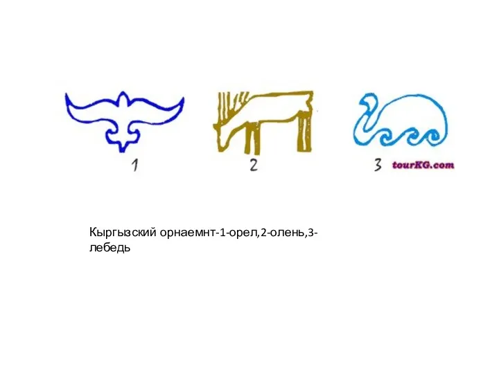 Кыргызский орнаемнт-1-орел,2-олень,3-лебедь