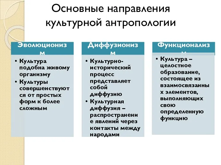 Основные направления культурной антропологии