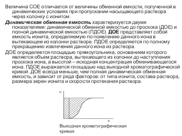 Величина СОЕ отличается от величины обменной емкости, полученной в динамических