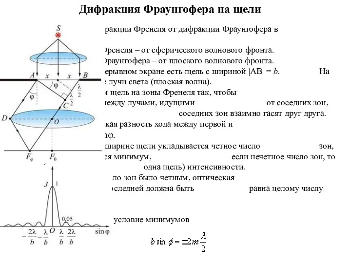 Отличие дифракции Френеля от дифракции Фраунгофера в следующем. Дифракция Френеля