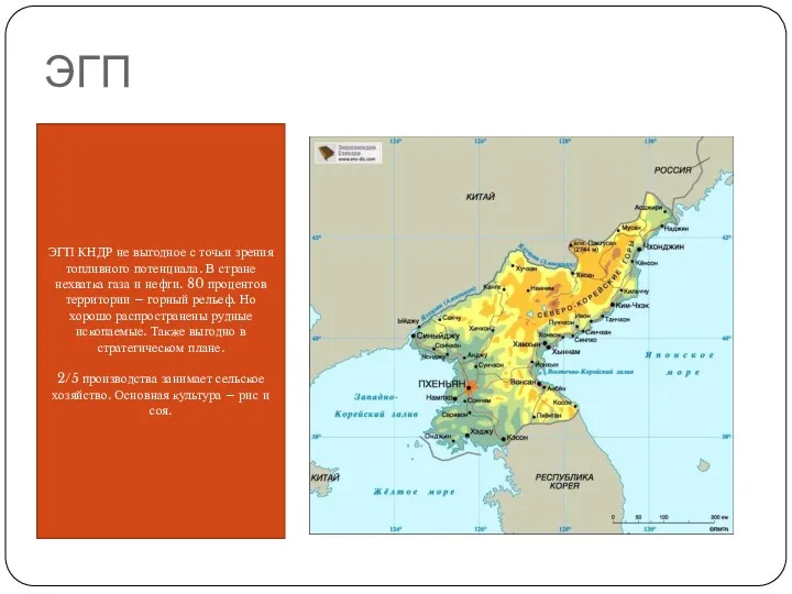 ЭГП ЭГП КНДР не выгодное с точки зрения топливного потенциала.