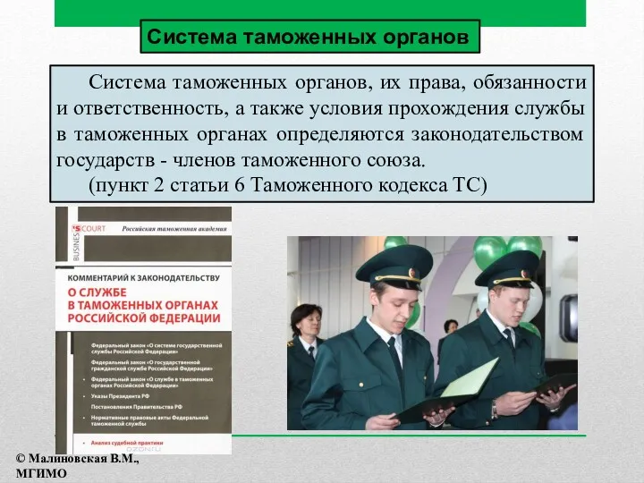 Система таможенных органов, их права, обязанности и ответственность, а также