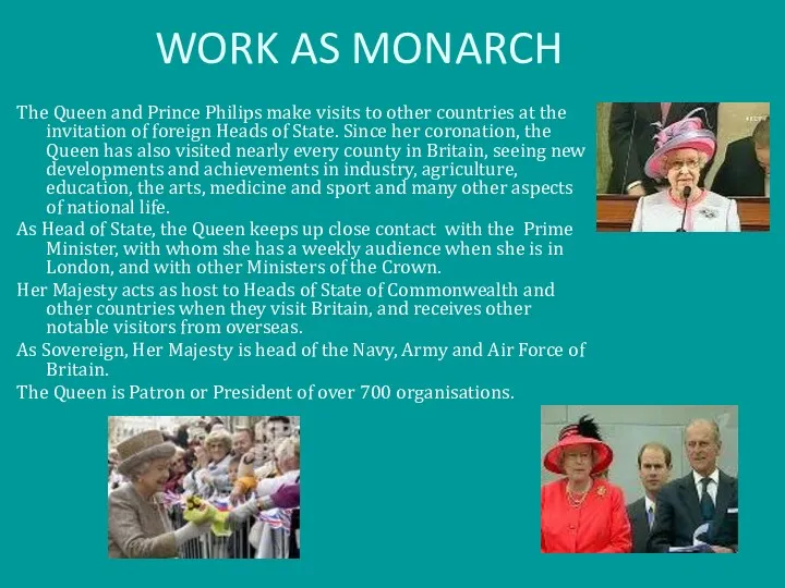 WORK AS MONARCH The Queen and Prince Philips make visits