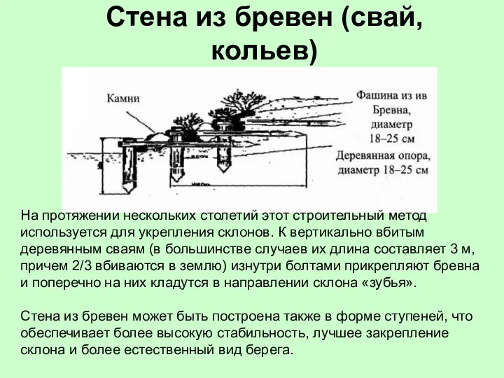 Стена из бревен (свай, кольев) На протяжении нескольких столетий этот