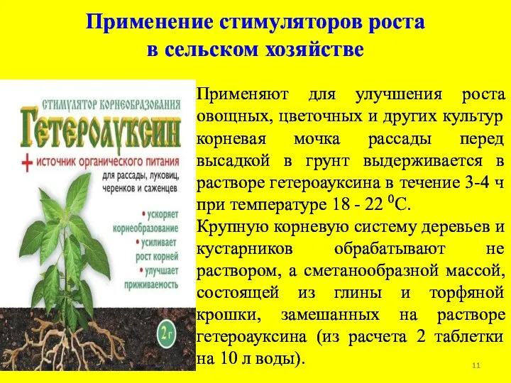 Применение стимуляторов роста в сельском хозяйстве Применяют для улучшения роста